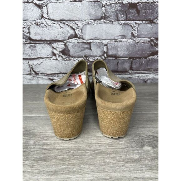 Papillio Birkenstock Metallic Silver Shimmer Cork Wedge Slide Sandals Women 40EU - Picture 6 of 16